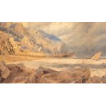 William Turner of Oxford/Coastal Scene/possibly Clovelly Bay/watercolour heightened with white, 12.
