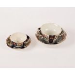 A Worcester ogee chocolate cup and saucer, circa 1770,