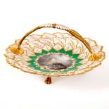 A Flight, Barr & Barr circular card basket, circa 1845, moulded with overlapping leaf border,