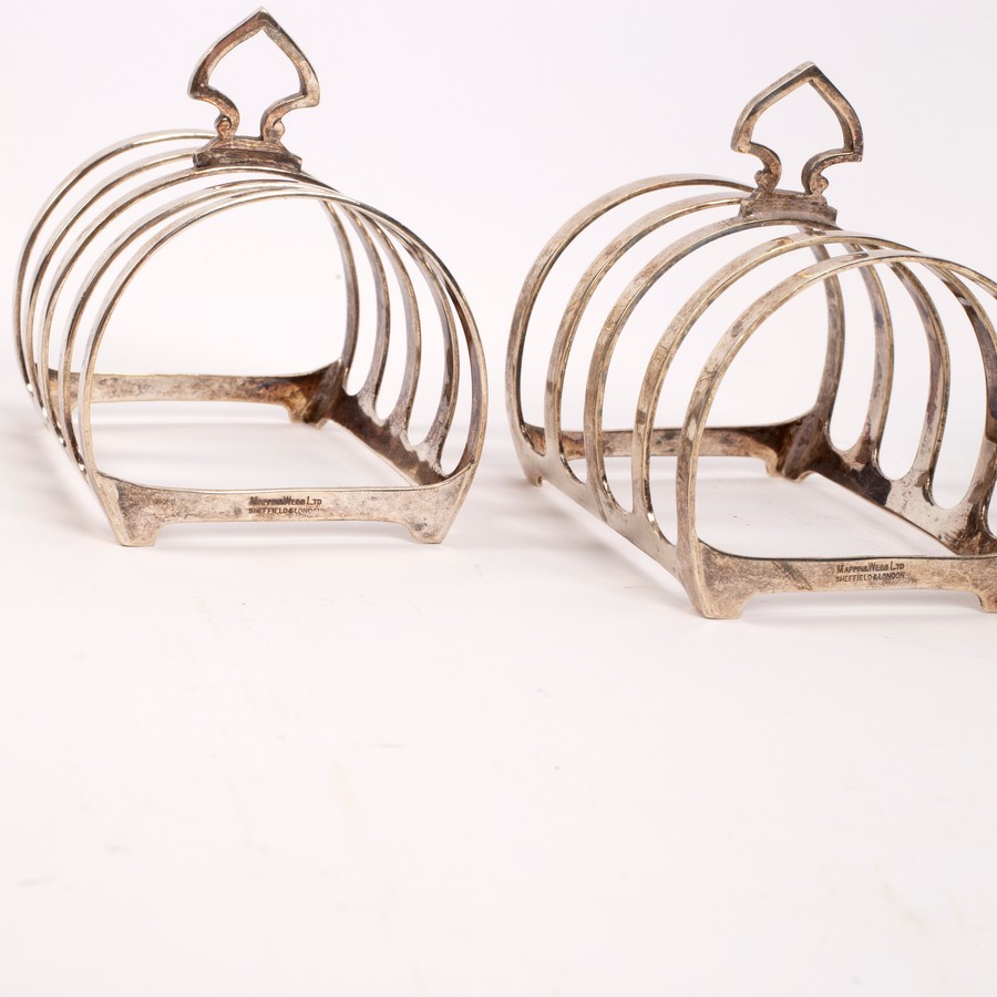 A pair of silver five-bar toast racks, Mappin & Webb, Sheffield 1903, - Image 2 of 2