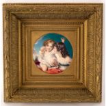 A Davenport porcelain plaque, George Gray after Sir Thomas Lawrence, Emily and Laura Anne Calmady,
