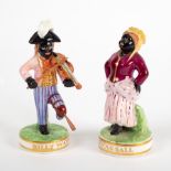A pair of Sampson Hancock figures of Billy Waters and African Sall with puce marks,