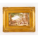 An English porcelain plaque painted by Henry Shufflebottom after David Teniers, the Village wedding,