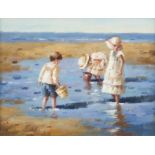 20th Century/Beach Scene/oil on canvas board,