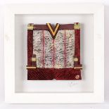 Philip Evans (born 1959), a ceramic wall hanging panel, with porcelain slips and gold leaf,