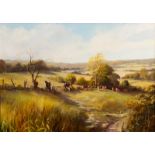 Jan Whitton/Cranham to Sheepscombe Lane/signed with initials/oil on canvas,