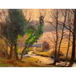 Donald Floyd (1892-1965)/Country Landscape with Stream/signed lower left/oil on canvas,