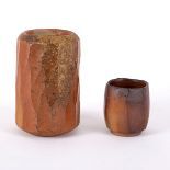 Horst Kerstan (1914-2005), a facetted stoneware vase, 16cm high and a teabowl of similar design,