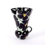 Janice Tchalenko (born 1942), a large stoneware jug, white glaze with black floral decoration,