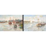 Adrianus Cornelius Van Noort (1914-2003)/Sailing Boats off Urk, Holland/a pair/signed,