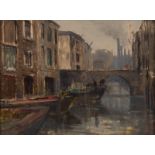 20th Century/Swim-headed Barges on Regent's Canal/oil on board,