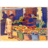 Val Brown (Contemporary)/The Flower Market in Venice/signed and artist's label verso/pastel, 22.