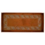 Keswick School of Industrial Arts, a rectangular copper tray with stylised leaf design,