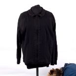 An Issey Miyake zipped through black biker jacket in cotton fabric with quilted cotton panel trim