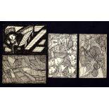 Madge Gill (1882-1961)/Figural and Abstract Sketches/pen and ink on postcards,