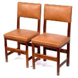 Russell & Sons Broadway, British 1920s, a pair of oak chairs with octagonal turned front legs,