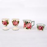 Wemyss, a small pottery jug, cabbage roses pattern, 7cm high,