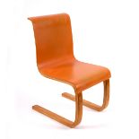 Alvar Aalto, Finnish 1930s, Type 21 chair, moulded plywood with orange paint,