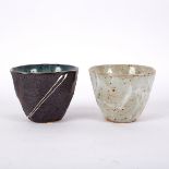 Two studio pottery stoneware yunomi,