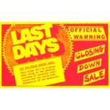 The Aquarium L-13/Last Days Closing Down Sale screenprint on flourescent card/note: The Aquarium