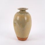 Richard Batterham (born 1936), a stoneware bottle vase, pale green ash glaze, painted mark, 35.