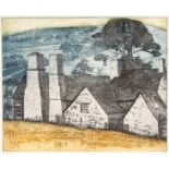 Leslie Duxbury (1921-2001)/Breconshire Farmhouse/coloured etching, plate size 23.75cm x 29.