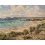 F G Trott (act. 1935-1960)/Tregarnon Bay and Trevose Head/label verso with title/oil on board, 38.