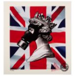 CNPD (Jimmy Cauty, British, born 1956)/Queen with Gas Mask Union Jack stamp/limited edition,