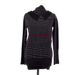 A Sonia Rykiel grey and black striped wool jumper with integral collar,