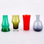 Riihimaki, a green glass 'Piippu' vase and a green glass 'Stromboli' vase,