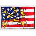 Keith Haring (American 1958-1990)/Stars and Stripes/screenprint on card,