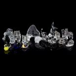 A group of Swedish crystal animals, Reijmyre, Kosta, Maleras, Hybro and others,