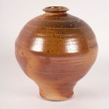 Stephen Parry (born 1950), a woodfired bottle vase, semi-lustre glaze, impressed mark,