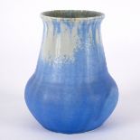 Ruskin Pottery, a bulbous vase in tonal blue glaze, impressed Ruskin and England to base, 12.
