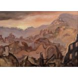 Attributed to Oliver Heywood/Ruined Mediterranean Village/oil on canvas,