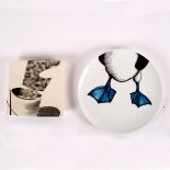 Irene Bell (born 1960), a shaped dish with abstract design in monochrome glazes,