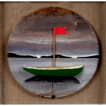 Simon Laurie (born 1964)/Night Boat/signed and dated 1995/oil on wood and card,