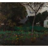 Béla Vidovsky (1883-1973)/Landscape with Buildings/oil on card, 63cm x 70.