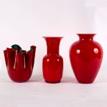 Venini, a Fazzoletto Opalino vase in red, 90th anniversary edition 2011, 28.