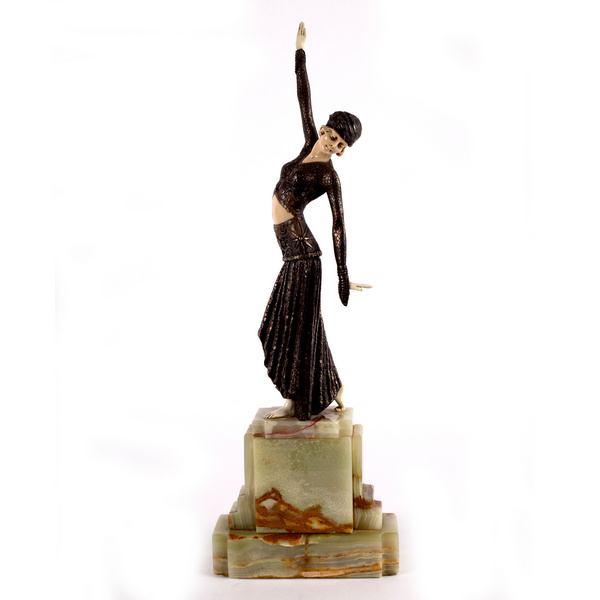 After Demetre Chiparus (1886-1947), Footsteps, an Art Deco style figure of a dancer,