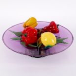 A Venetian amethyst tinted glass bowl,