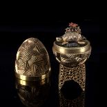 Stuart Devlin, a silver, silver-gilt and enamelled surprise egg, London 1979,