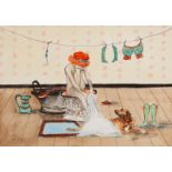 Jean Woodward (Contemporary)/Bathtime with the Dog/set of four humorous scenes/signed and dated