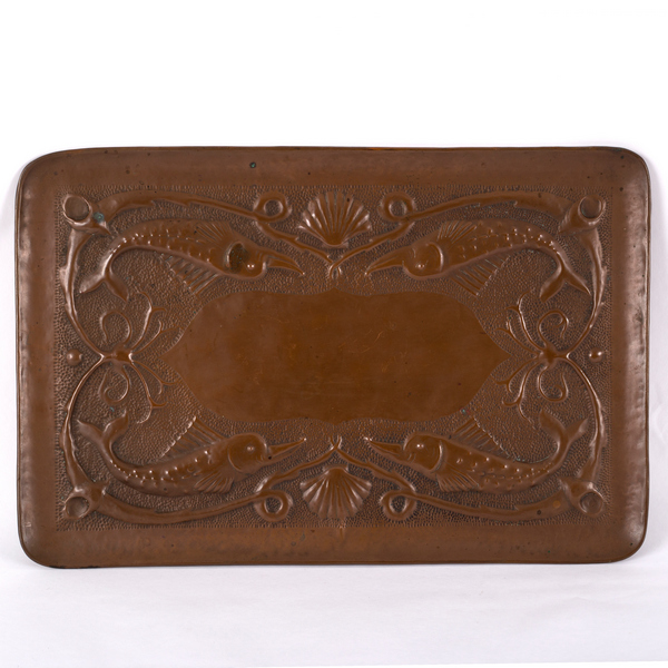 Newlyn School, a copper tray,