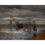 20th Century/Rider in Flooded Landscape/oil on board,