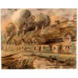 20th Century/Arlington Row, Bibury/signed indistinctly and dated 1954/watercolour,