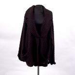 A Sonia Rykiel dark brown knitted over-sized cardigan with revere shawl collar,