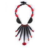 Eleyne Williams, a black and red beaded drop necklace,