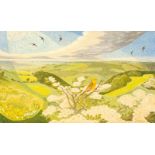 Oliver Heywood (1920-1992)/Yellowhammer and May Blossom above Elcombe/oil on canvas, 44.