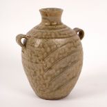 Phil Rogers (born 1951), a twin-handled stoneware vase, with incised decoration,